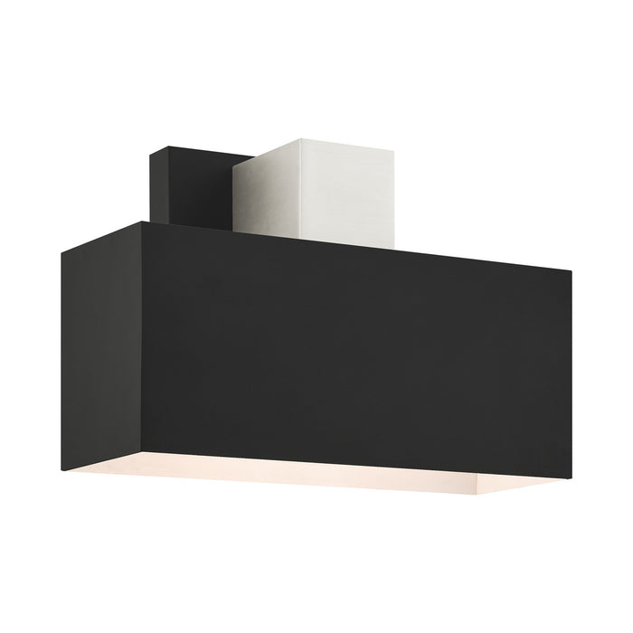 Livex Lighting 22423-04 One Light Outdoor Wall Sconce, Black w/ Brushed Nickels