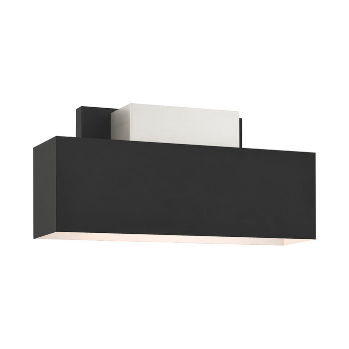 Livex Lighting 22424-04 Two Light Outdoor Wall Sconce, Black w/ Brushed Nickels