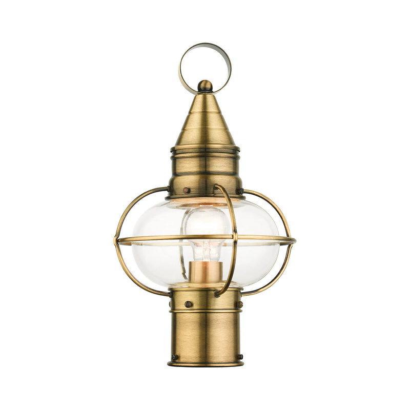 Livex Lighting 26902-01 One Light Outdoor Post Top Lantern, Antique Brass