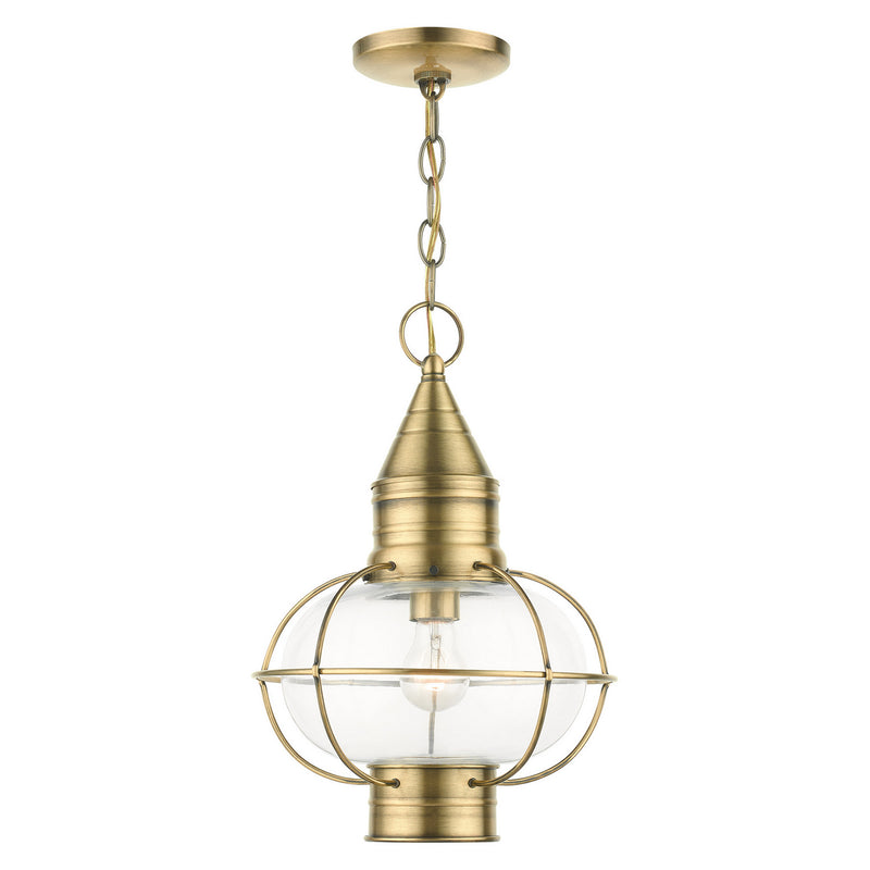 Livex Lighting 26906-01 One Light Outdoor Pendant, Antique Brass