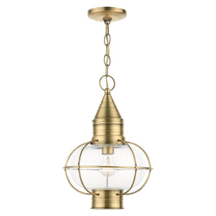 Livex Lighting 26906-01 One Light Outdoor Pendant, Antique Brass