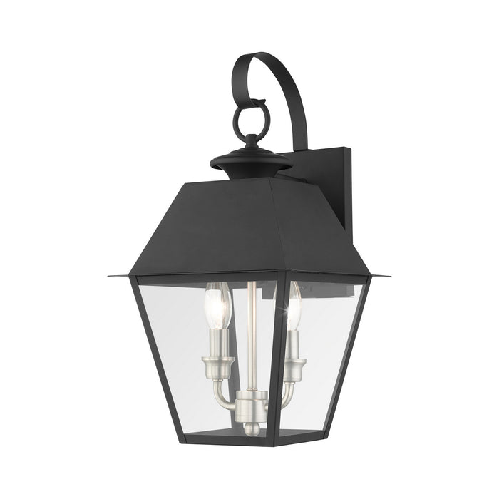 Livex Lighting 27215-04 Two Light Outdoor Wall Lantern, Black w/ Brushed Nickel Cluster