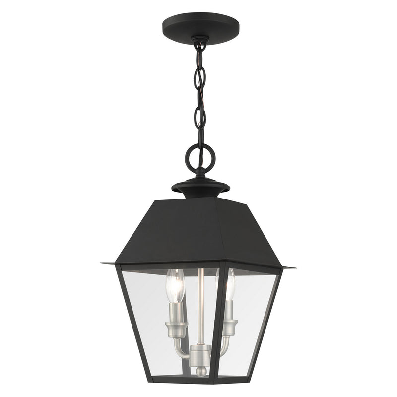 Livex Lighting 27217-04 Two Light Outdoor Pendant, Black w/ Brushed Nickel Cluster