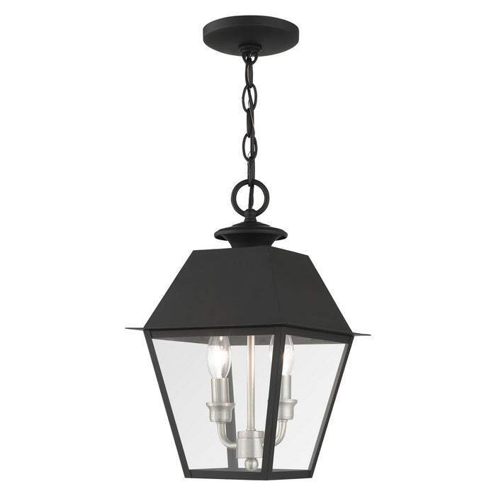 Livex Lighting 27217-04 Two Light Outdoor Pendant, Black w/ Brushed Nickel Cluster