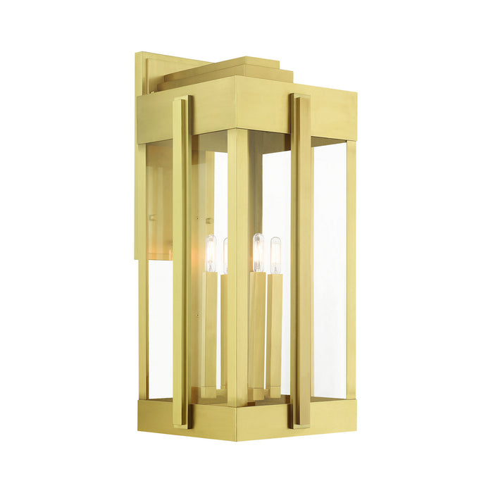 Livex Lighting 27716-08 Four Light Outdoor Wall Lantern, Natural Brass