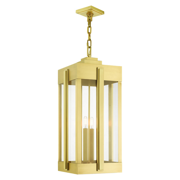 Livex Lighting 27720-08 Four Light Outdoor Pendant, Natural Brass