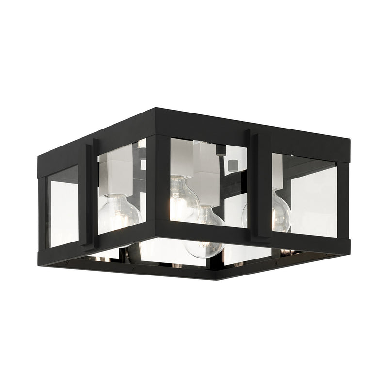 Livex Lighting 27723-04 Four Light Outdoor Flush Mount, Black