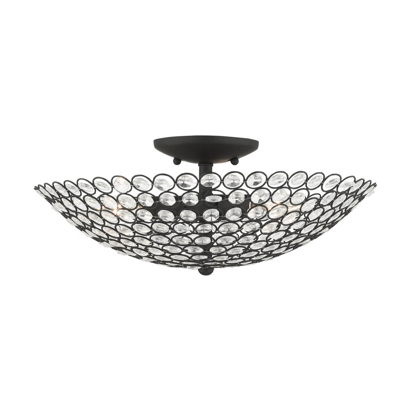Livex Lighting 40446-04 Three Light Semi Flush Mount, Black