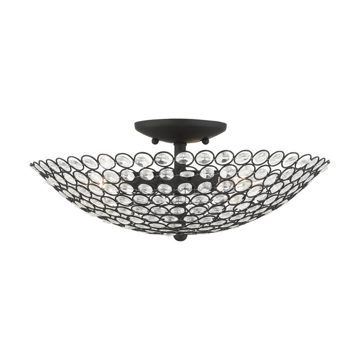 Livex Lighting 40446-04 Three Light Semi Flush Mount, Black
