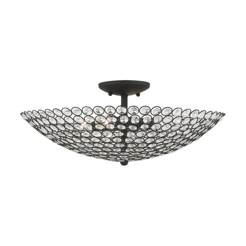 Livex Lighting 40447-04 Four Light Semi Flush Mount, Black