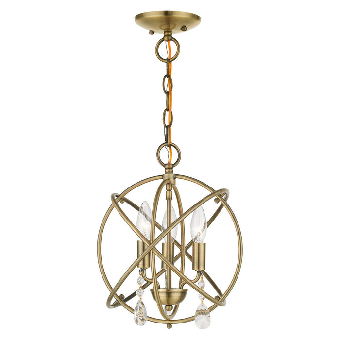 Livex Lighting 40903-01 Three Light Convertible Chandelier / Semi Flush, Antique Brass