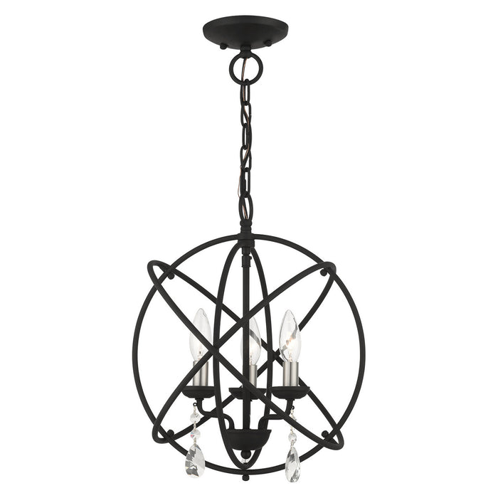 Livex Lighting 40904-04 Three Light Convertible Chandelier / Semi Flush, Black w/ Satin Nickels