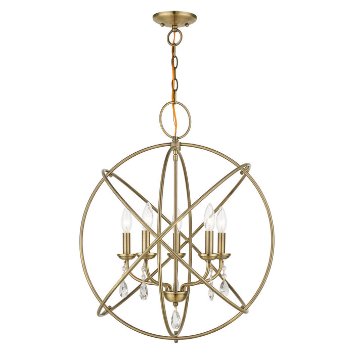 Livex Lighting 40905-01 Five Light Chandelier, Antique Brass