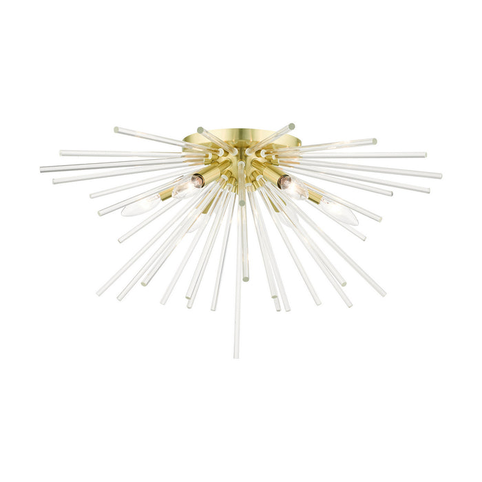 Livex Lighting 41251-12 Six Light Flush Mount, Satin Brass