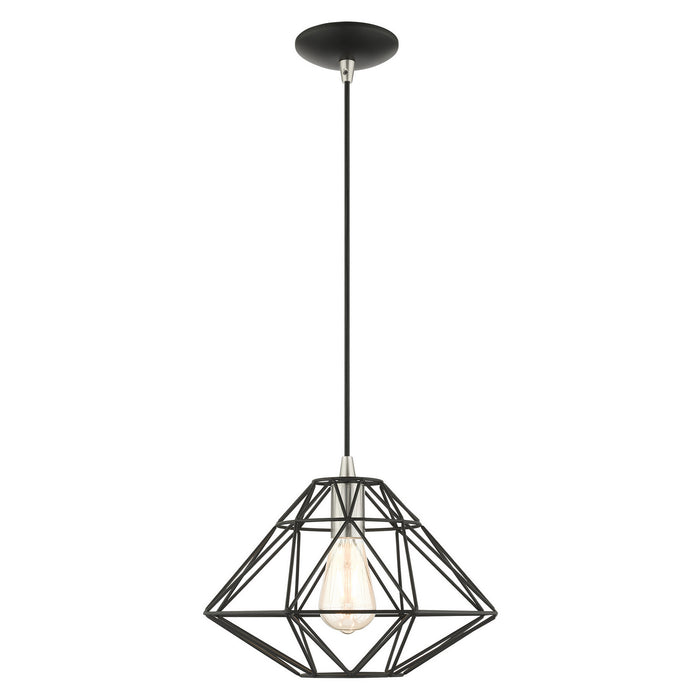 Livex Lighting 41323-04 One Light Pendant, Black w/ Brushed Nickels