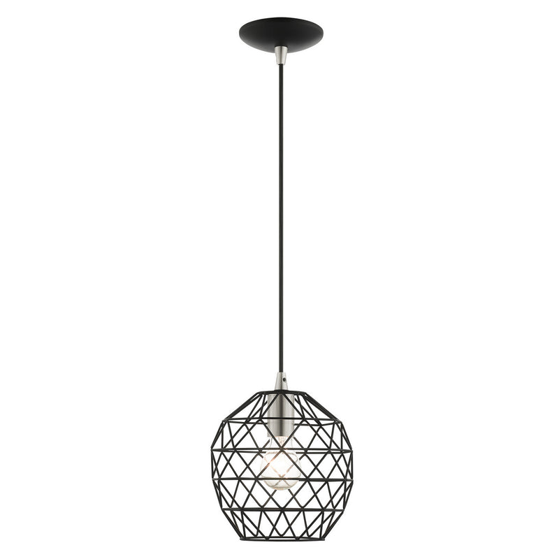 Livex Lighting 41326-04 One Light Pendant, Black w/ Brushed Nickels