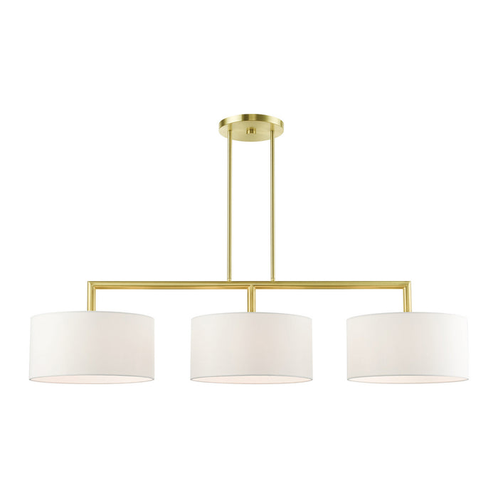 Livex Lighting 45493-12 Three Light Linear Chandelier, Satin Brass