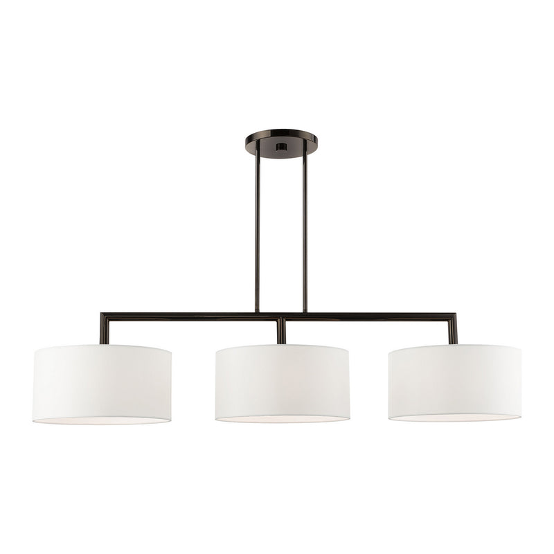 Livex Lighting 45493-46 Three Light Linear Chandelier, Black Chrome