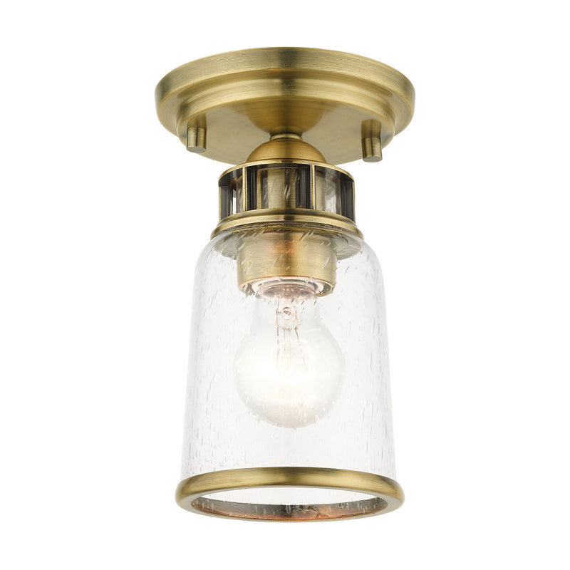 Livex Lighting 45501-01 One Light Flush Mount, Antique Brass