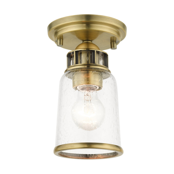 Livex Lighting 45501-01 One Light Flush Mount, Antique Brass