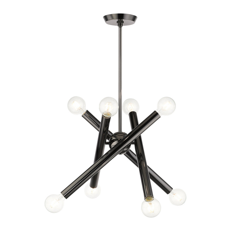 Livex Lighting 45584-46 Eight Light Chandelier, Black Chrome