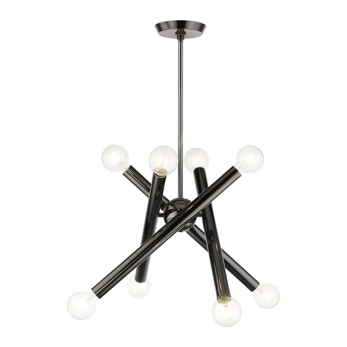 Livex Lighting 45584-46 Eight Light Chandelier, Black Chrome