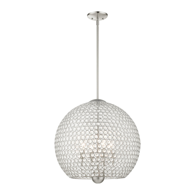 Livex Lighting 45724-91 Four Light Pendant, Brushed Nickel
