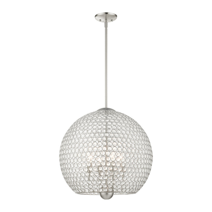 Livex Lighting 45724-91 Four Light Pendant, Brushed Nickel