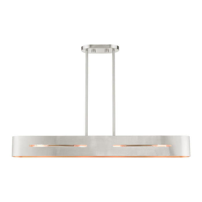 Livex Lighting 45767-91 Four Light Linear Chandelier, Brushed Nickel