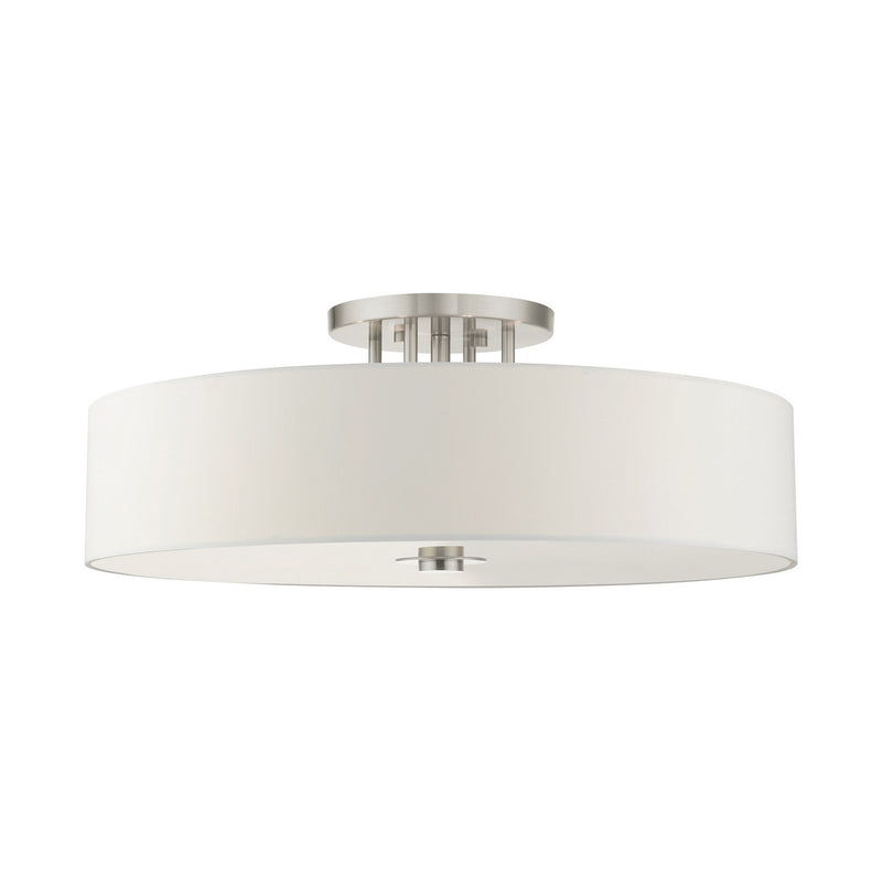 Livex Lighting 45798-91 Six Light Semi Flush Mount, Brushed Nickel