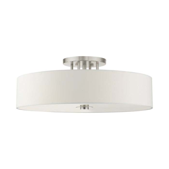 Livex Lighting 45798-91 Six Light Semi Flush Mount, Brushed Nickel