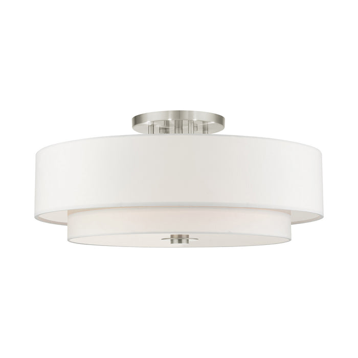Livex Lighting 45799-91 Six Light Semi Flush Mount, Brushed Nickel
