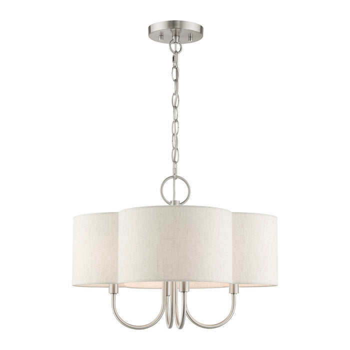 Livex Lighting 45806-91 Four Light Chandelier, Brushed Nickel