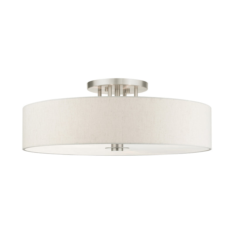 Livex Lighting 45848-91 Six Light Semi Flush Mount, Brushed Nickel