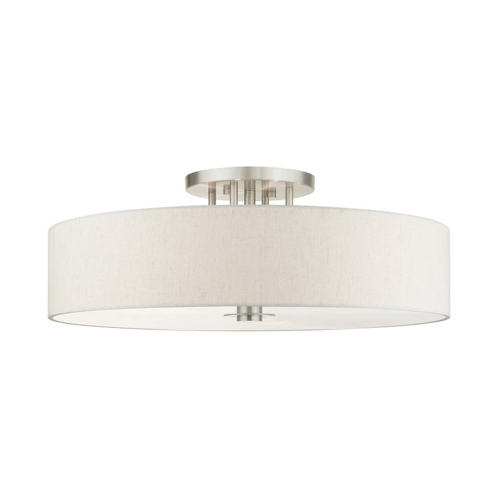 Livex Lighting 45848-91 Six Light Semi Flush Mount, Brushed Nickel