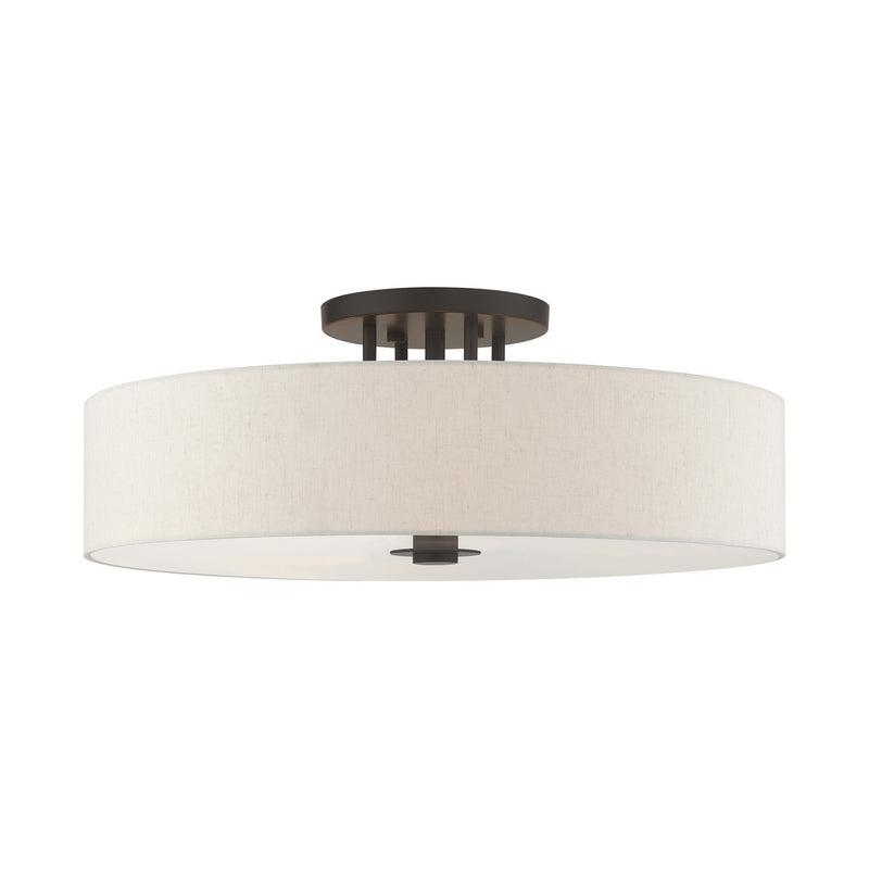 Livex Lighting 45848-92 Six Light Semi Flush Mount, English Bronze
