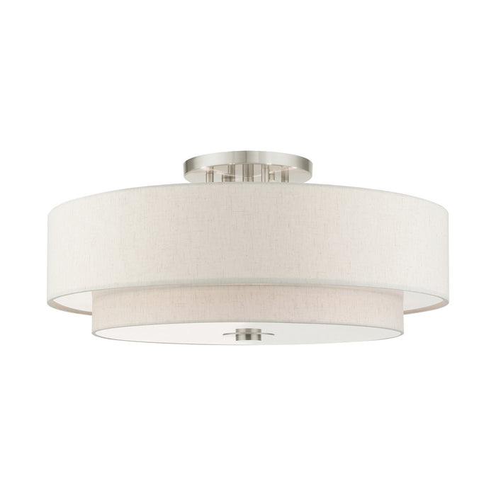 Livex Lighting 45849-91 Six Light Semi Flush Mount, Brushed Nickel