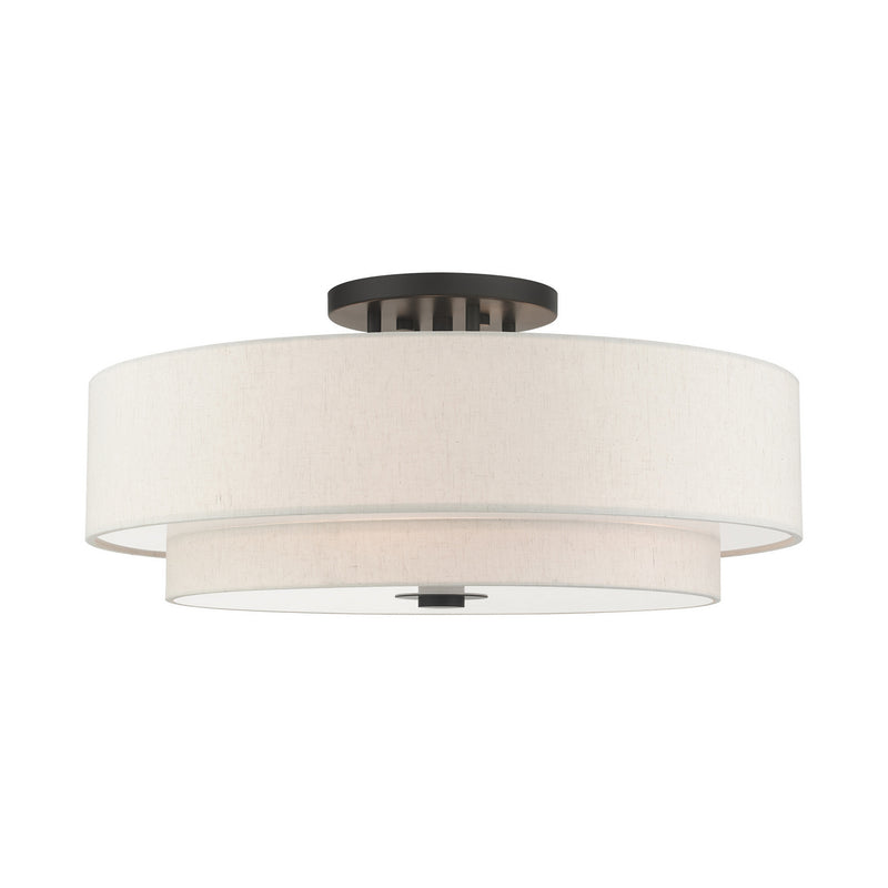 Livex Lighting 45849-92 Six Light Semi Flush Mount, English Bronze