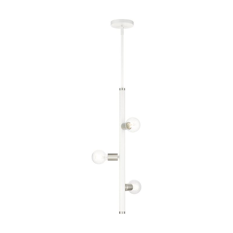 Livex Lighting 45863-03 Three Light Pendant, White w/ Brushed Nickels