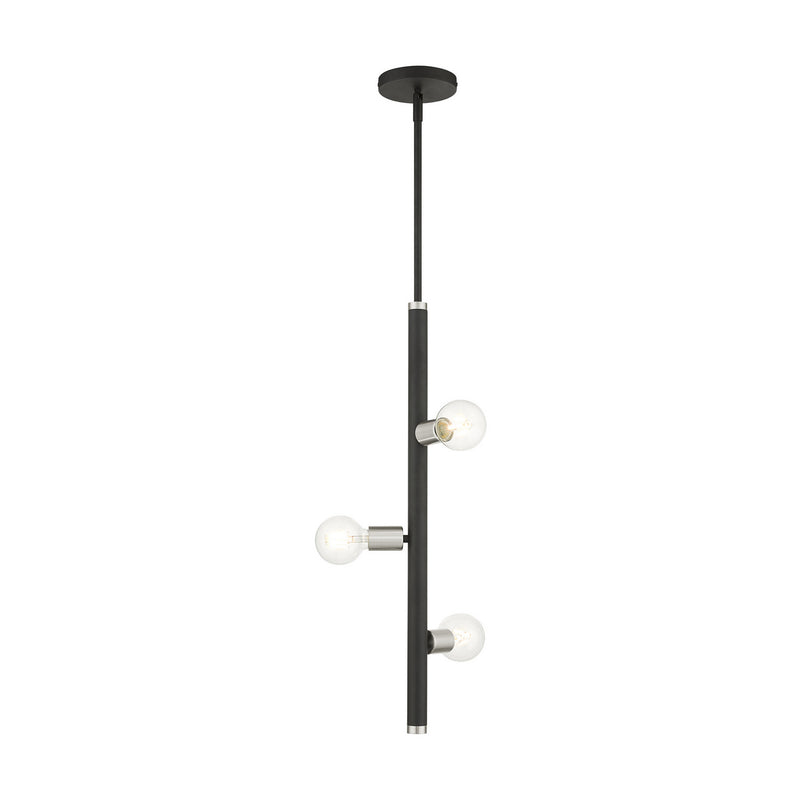 Livex Lighting 45863-04 Three Light Pendant, Black w/ Brushed Nickels