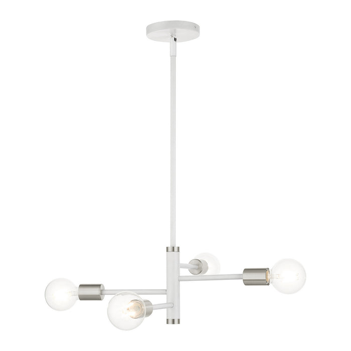 Livex Lighting 45864-03 Four Light Chandelier, White w/ Brushed Nickels