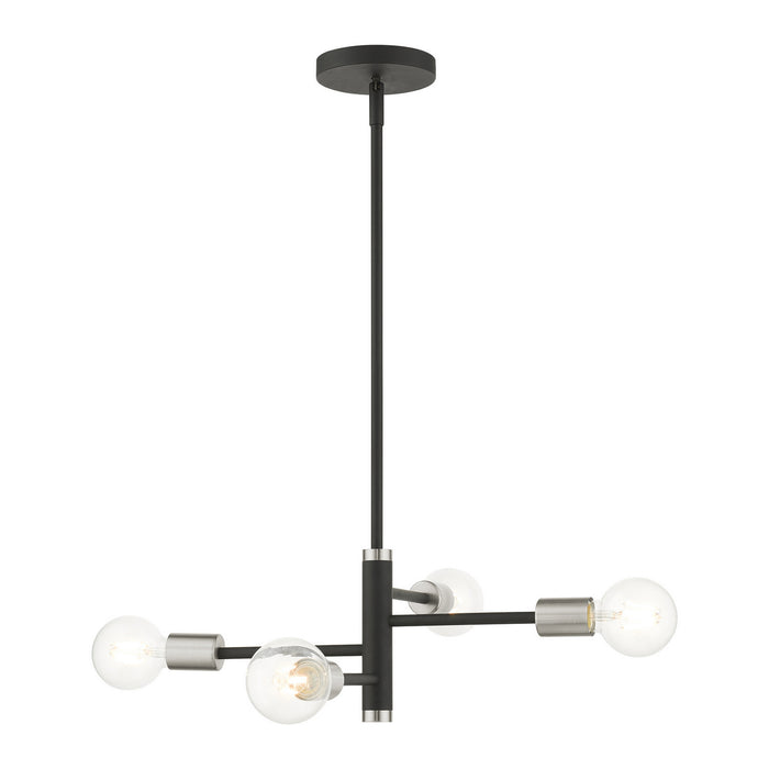 Livex Lighting 45864-04 Four Light Chandelier, Black w/ Brushed Nickels
