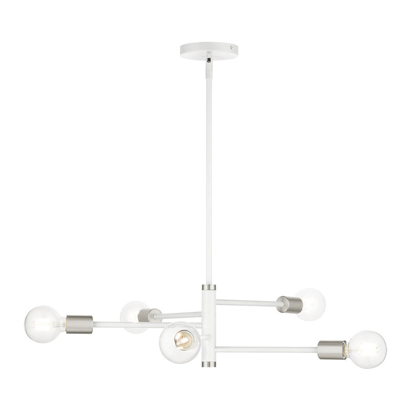 Livex Lighting 45865-03 Five Light Chandelier, White w/ Brushed Nickels