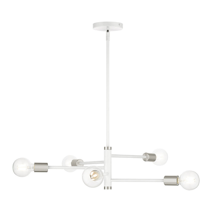 Livex Lighting 45865-03 Five Light Chandelier, White w/ Brushed Nickels