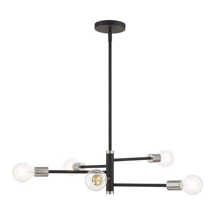 Livex Lighting 45865-04 Five Light Chandelier, Black w/ Brushed Nickels