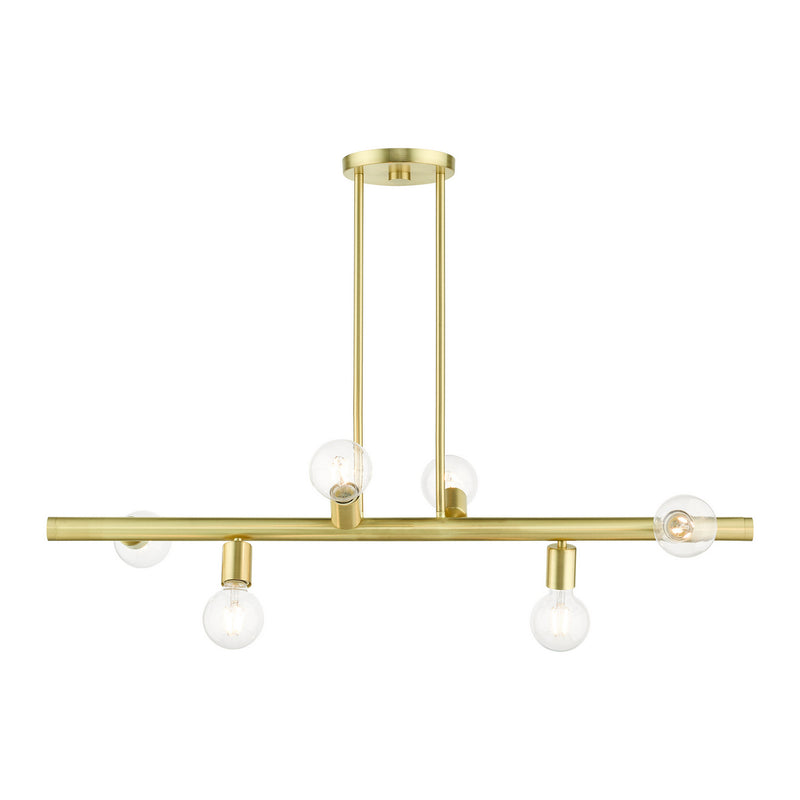 Livex Lighting 45866-12 Six Light Linear Chandelier, Satin Brass