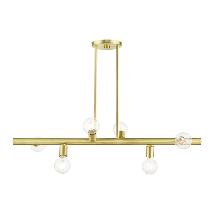 Livex Lighting 45866-12 Six Light Linear Chandelier, Satin Brass