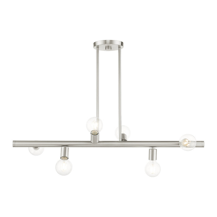 Livex Lighting 45866-91 Six Light Linear Chandelier, Brushed Nickel