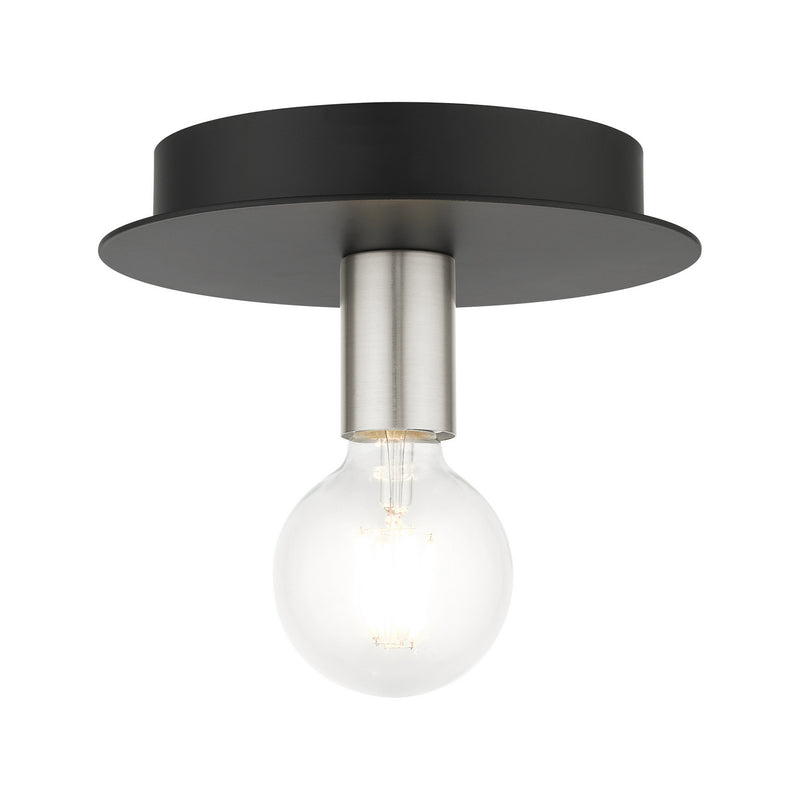 Livex Lighting 45871-04 One Light Flush Mount, Black w/ Brushed Nickels