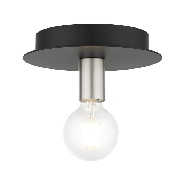 Livex Lighting 45871-04 One Light Flush Mount, Black w/ Brushed Nickels